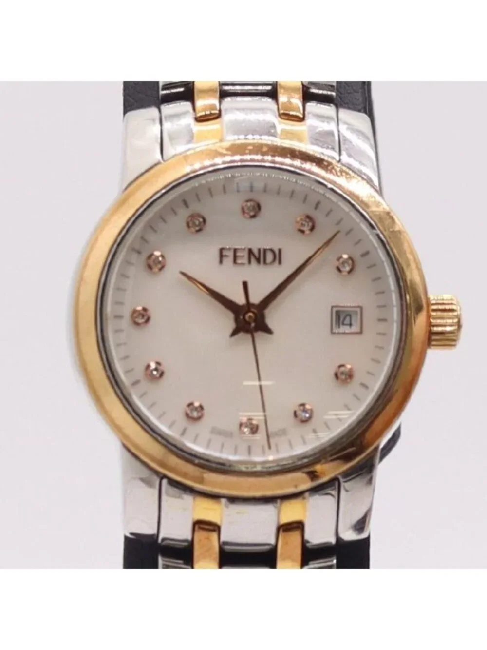 Fendi Quartz Date White Shell Dial Watch